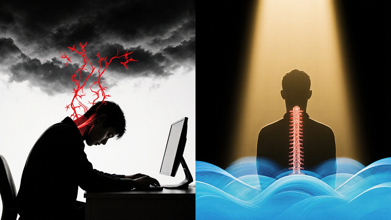 Před a po: napětí v krku přeměněno na uvolnění a klid.