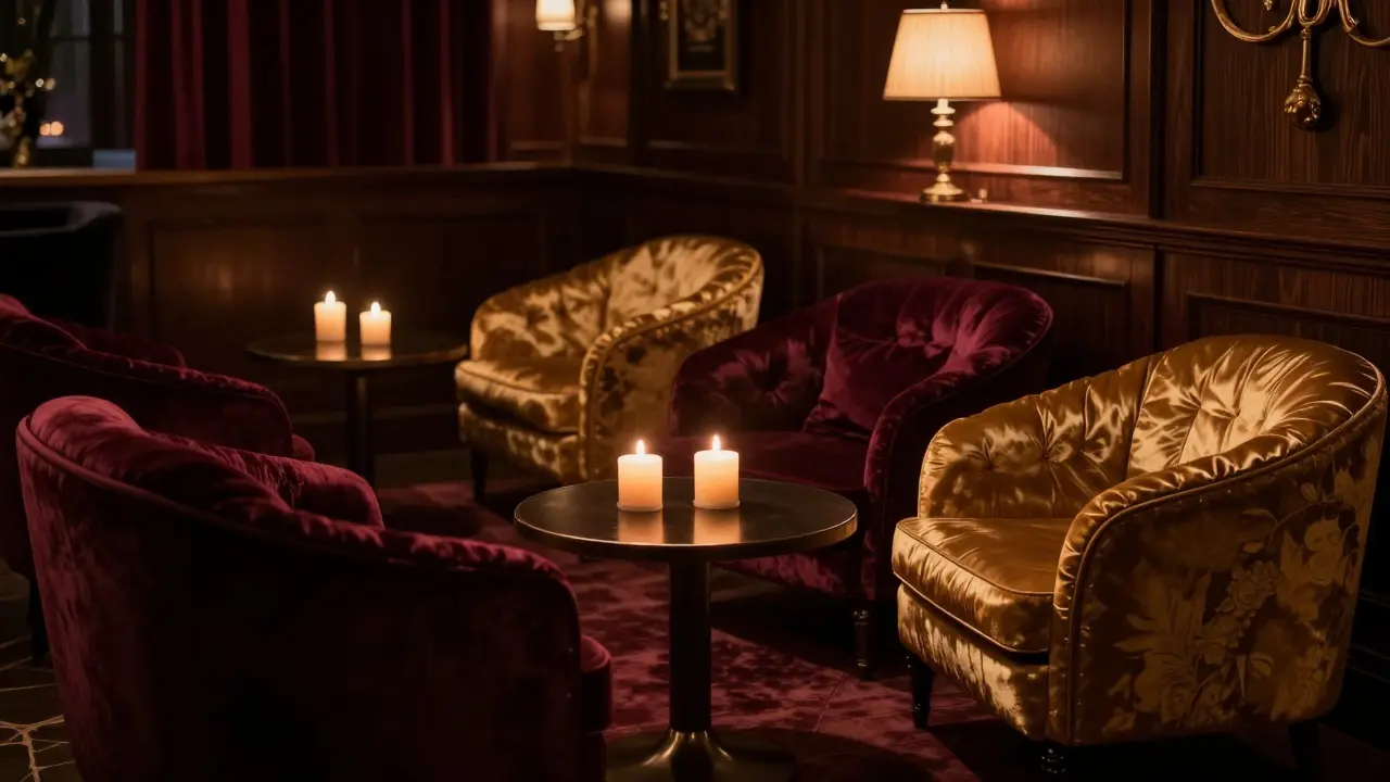 Luxusní a intimní interiér nočního relaxačního salonu