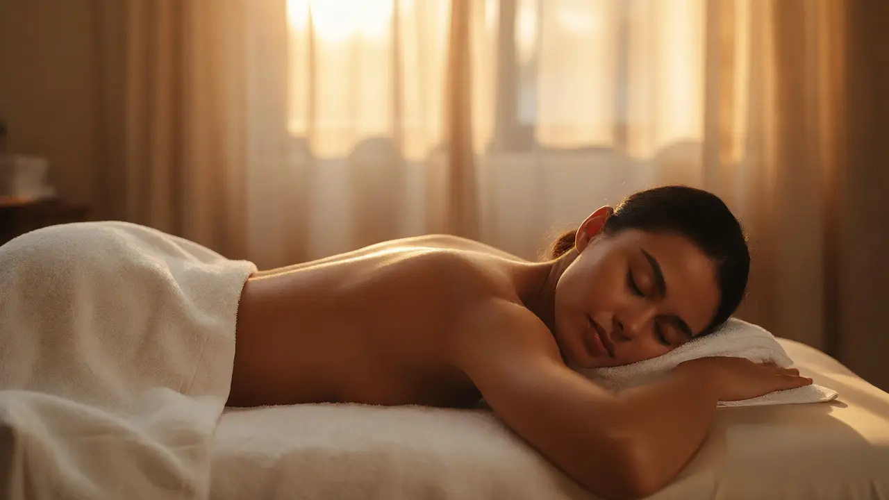 Klient v hluboké relaxaci po dokončení masáže